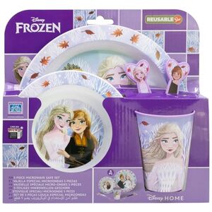 Stor Herbruikbare magnetronbestendige kinderserviesset bestaande uit bekers, borden, kommen en bestek van Frozen Stor Herbruikbare magnetronbestendige kinderserviesset bestaande uit bekers, borden, kommen en bestek van Frozen