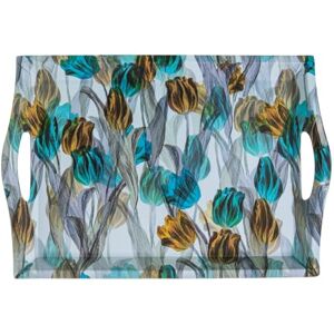 DRW Rechthoekig dienblad met handgrepen van melamine met bloemen, 31 x 44 x 5,2 cm DRW Rechthoekig dienblad met handgrepen van melamine met bloemen, 31 x 44 x 5,2 cm