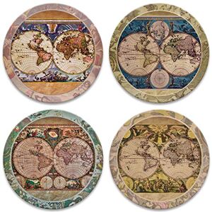 CoasterStone As285 Absorberende onderzetters, 4-1/4-inch "Old World Maps", set van 4 CoasterStone As285 Absorberende onderzetters, 4-1/4-inch "Old World Maps", set van 4