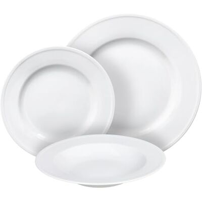 Tognana Milano tafelservies, 18-delig, voor 6 personen, porselein, wit Tognana Milano tafelservies, 18-delig, voor 6 personen, porselein, wit