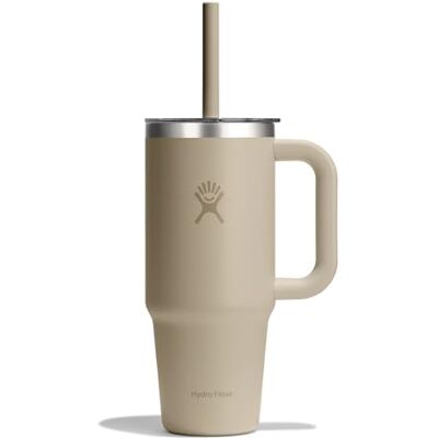 Hydro Flask – Travel Tumbler 710 ml (24 oz) with Clear Press-In Straw Lid – Roestvrij Staal – Dubbelwandig Vacuüm Geïsoleerd – Spatbestendig – Oat Hydro Flask – Travel Tumbler 710 ml (24 oz) with Clear Press-In Straw Lid – Roestvrij Staal – Dubbelwandig Vacuüm Geïsoleerd – Spatbestendig – Oat