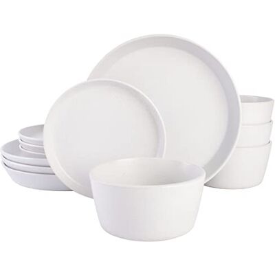 Gibson Sofia Coupe Servies Set, Service voor 4 (12st), Wit w/Speckle Gibson Sofia Coupe Servies Set, Service voor 4 (12st), Wit w/Speckle