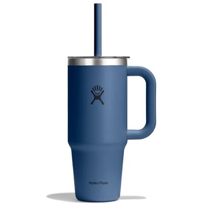 Hydro Flask – Travel Tumbler 710 ml (24 oz) with Clear Press-In Straw Lid – Roestvrij Staal – Dubbelwandig Vacuüm Geïsoleerd – Spatbestendig – Harbor Blue Hydro Flask – Travel Tumbler 710 ml (24 oz) with Clear Press-In Straw Lid – Roestvrij Staal – Dubbelwandig Vacuüm Geïsoleerd – Spatbestendig – Harbor Blue