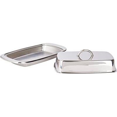 KitchenCraft KC BLUE boterschaal van roestvrij staal met deksel, 19,5 x 10 x 8 cm KitchenCraft KC BLUE boterschaal van roestvrij staal met deksel, 19,5 x 10 x 8 cm