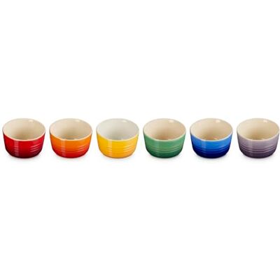 Le Creuset Stoneware Rainbow Set van 6 mini-ramekins Le Creuset Stoneware Rainbow Set van 6 mini-ramekins