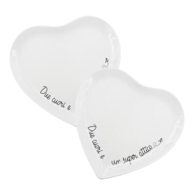 LA PORCELLANA BIANCA Le Onesti set van 2 schoteltjes in hartvorm, diameter 17 cm, porselein LA PORCELLANA BIANCA Le Onesti set van 2 schoteltjes in hartvorm, diameter 17 cm, porselein