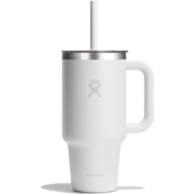 Hydro Flask – Travel Tumbler 936 ml (32 oz) with Clear Press-In Straw Lid – Roestvrij Staal – Dubbelwandig Vacuüm Geïsoleerd – Spatbestendig – White Hydro Flask – Travel Tumbler 936 ml (32 oz) with Clear Press-In Straw Lid – Roestvrij Staal – Dubbelwandig Vacuüm Geïsoleerd – Spatbestendig – White