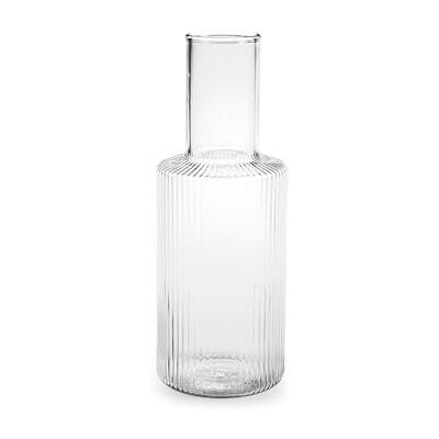 H&H Epoque fles van transparant, gegroefd glas, inhoud 0,85 l, elegant en veelzijdig, vaatwasmachinebestendig H&H Epoque fles van transparant, gegroefd glas, inhoud 0,85 l, elegant en veelzijdig, vaatwasmachinebestendig