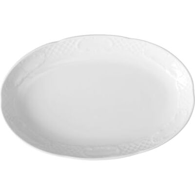 HENDI Serveerschaal, ovaal, Flora, klassiek design, versterkte randen, stapelbaar, ovenbestendig, stootvast, slijtvast, geglazuurd, dinerbord, 276x183x(H)32mm, porselein, wit HENDI Serveerschaal, ovaal, Flora, klassiek design, versterkte randen, stapelbaar, ovenbestendig, stootvast, slijtvast, geglazuurd, dinerbord, 276x183x(H)32mm, porselein, wit