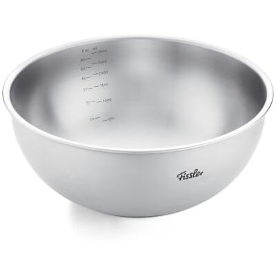 Fissler Essential Roestvrijstalen kom 24 cm, 3 l, grote mengkom van roestvrij staal 18/10 met maatverdeling, gesatineerd oppervlak, stapelbaar, vaatwasmachinebestendig Fissler Essential Roestvrijstalen kom 24 cm, 3 l, grote mengkom van roestvrij staal 18/10 met maatverdeling, gesatineerd oppervlak, stapelbaar, vaatwasmachinebestendig