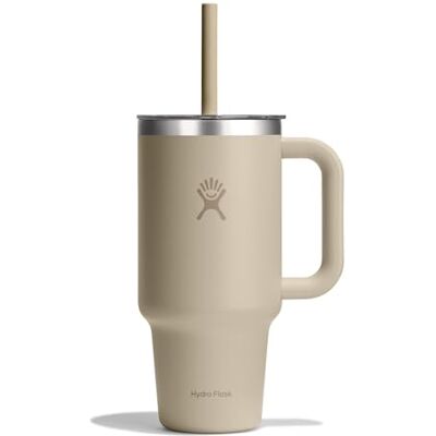 Hydro Flask – Travel Tumbler 936 ml (32 oz) with Clear Press-In Straw Lid – Roestvrij Staal – Dubbelwandig Vacuüm Geïsoleerd – Spatbestendig – Oat Hydro Flask – Travel Tumbler 936 ml (32 oz) with Clear Press-In Straw Lid – Roestvrij Staal – Dubbelwandig Vacuüm Geïsoleerd – Spatbestendig – Oat