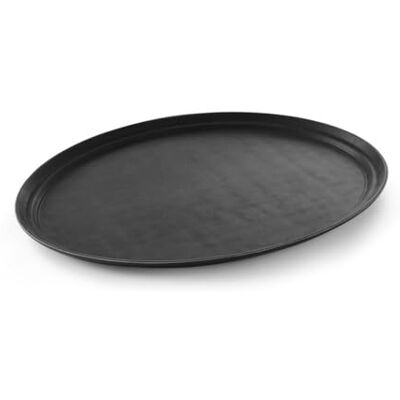HENDI Dienblad, ovaal XL, met antislip rubberen oppervlak, verhoogde rand, schokbestendig, breukbestendig, stapelbaar, 735x600x(H)31mm, glasvezel, zwart HENDI Dienblad, ovaal XL, met antislip rubberen oppervlak, verhoogde rand, schokbestendig, breukbestendig, stapelbaar, 735x600x(H)31mm, glasvezel, zwart