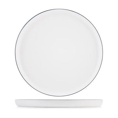 H&H , Lagom, set van 6 platte borden, ivoorkleurig met zwarte rand, elegant en modern, diameter 26,5 cm, perfect voor op tafel H&H , Lagom, set van 6 platte borden, ivoorkleurig met zwarte rand, elegant en modern, diameter 26,5 cm, perfect voor op tafel