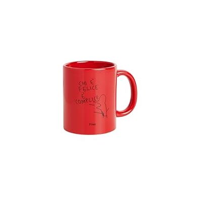 ART Design24 mok GLI SCARABOCCHI DI MAICOL&MIRCO grafisch "Felice e Complice", keramische mok, rood, 8,2 x 9,7 cm, inhoud 330 ml ART Design24 mok GLI SCARABOCCHI DI MAICOL&MIRCO grafisch "Felice e Complice", keramische mok, rood, 8,2 x 9,7 cm, inhoud 330 ml