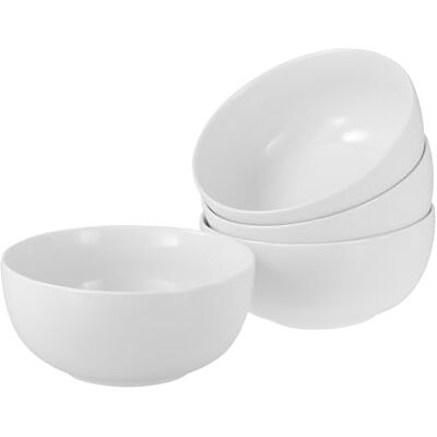 Creatable , 22554, serie Allround wit, 4-delige serviesset, Boeddha Bowl-set van porselein, vaatwasser- en magnetronbestendig Creatable , 22554, serie Allround wit, 4-delige serviesset, Boeddha Bowl-set van porselein, vaatwasser- en magnetronbestendig