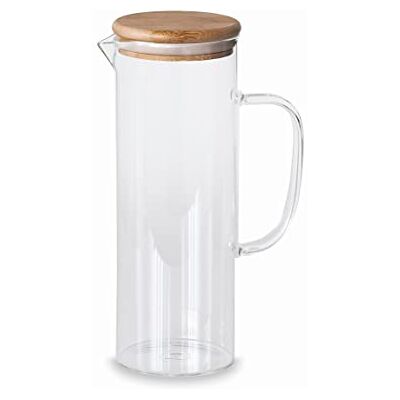 Lacor 61953 waterkan van borosilicaatglas deksel bamboe zeef perfect voor limonade, ijskoffie, thee vaatwasmachinebestendig 1 l Lacor 61953 waterkan van borosilicaatglas deksel bamboe zeef perfect voor limonade, ijskoffie, thee vaatwasmachinebestendig 1 l