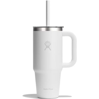 Hydro Flask – Travel Tumbler 710 ml (24 oz) with Clear Press-In Straw Lid – Roestvrij Staal – Dubbelwandig Vacuüm Geïsoleerd – Spatbestendig – White Hydro Flask – Travel Tumbler 710 ml (24 oz) with Clear Press-In Straw Lid – Roestvrij Staal – Dubbelwandig Vacuüm Geïsoleerd – Spatbestendig – White