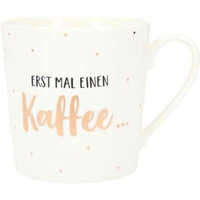 Depesche 5909-057 mok met handvat, mok van porselein, 300 ml, met opschrift, eerste keer een koffie... Depesche 5909-057 mok met handvat, mok van porselein, 300 ml, met opschrift, eerste keer een koffie...