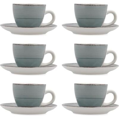 Quid Vita Morning Set van 6 kopjes met schoteltjes, keramiek, 9 cl, magnetronbestendig, voor het drogen van servies aan beide zijden na elke wasbeurt Quid Vita Morning Set van 6 kopjes met schoteltjes, keramiek, 9 cl, magnetronbestendig, voor het drogen van servies aan beide zijden na elke wasbeurt