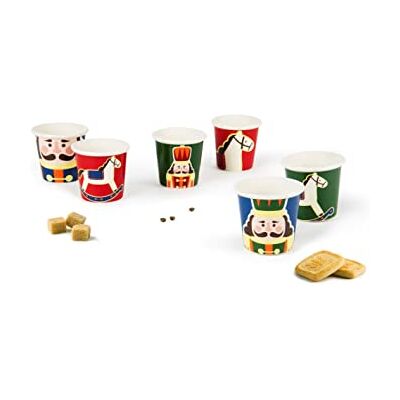 Excelsa Vintage Christmas Set van 6 koffiekopjes, inhoud 90 ml, porselein, kerstdecoratie Excelsa Vintage Christmas Set van 6 koffiekopjes, inhoud 90 ml, porselein, kerstdecoratie