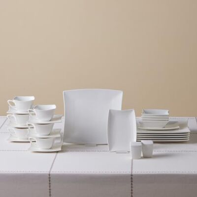 KARACA Perfect White 32-delige porseleinen serviesset voor 6 personen, combiservies met 6 platte borden, 6 koffiekopjes, 6 schoteltjes, 6 koffielepels, 2 kommen, 4 kommen, 1 zoutvaatje, 1 pepervaatje KARACA Perfect White 32-delige porseleinen serviesset voor 6 personen, combiservies met 6 platte borden, 6 koffiekopjes, 6 schoteltjes, 6 koffielepels, 2 kommen, 4 kommen, 1 zoutvaatje, 1 pepervaatje