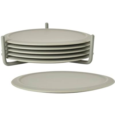 Zone Singles Onderzetters voor Glazen Siliconen Onderzetters met Houder Coasters Set van 6 Ø 10 cm Mud Zone Singles Onderzetters voor Glazen Siliconen Onderzetters met Houder Coasters Set van 6 Ø 10 cm Mud