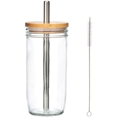 La Cafetière Bubble Tea-Beker, 650 Ml Heldere Glazen Beker Met Roestvrijstalen Rietje, Herbruikbare Boba Bubble Tea-Drinkbeker, Ideaal Voor Smoothies, Milkshakes, Ijskoffie En Koude Dranken La Cafetière Bubble Tea-Beker, 650 Ml Heldere Glazen Beker Met Roestvrijstalen Rietje, Herbruikbare Boba Bubble Tea-Drinkbeker, Ideaal Voor Smoothies, Milkshakes, Ijskoffie En Koude Dranken