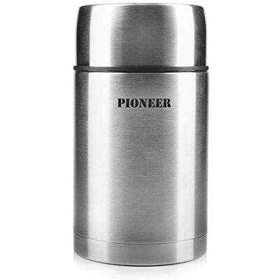 Pioneer 1 liter vacuümgeïsoleerde voedsel, lekvrij, roestvrijstalen dubbelwandige constructie, 8 uur warm, 24 uur koud, perfect voor soepen en stoofschotels Pioneer 1 liter vacuümgeïsoleerde voedsel, lekvrij, roestvrijstalen dubbelwandige constructie, 8 uur warm, 24 uur koud, perfect voor soepen en stoofschotels