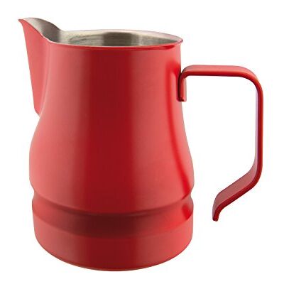 Ilsa Evolution Melkkannetje voor cappuccino en latte art, roestvrij staal 18/10, rood, 3 kopjes, inhoud 35 cl Ilsa Evolution Melkkannetje voor cappuccino en latte art, roestvrij staal 18/10, rood, 3 kopjes, inhoud 35 cl