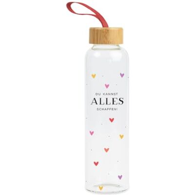 Grafik Werkstatt Grafik-Werkstatt Drinkfles van glas met grappige spreuk met handgreep 550 ml Du kann alles schaffen! Grafik Werkstatt Grafik-Werkstatt Drinkfles van glas met grappige spreuk met handgreep 550 ml Du kann alles schaffen!