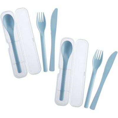 Westmark 2 Besteksets, elk 3-delig – Praktische bestekset met mes, vork en eetlepel in meeneembox, ideaal voor kamperen, festivals en picknicks – BPA vrij, blauw Westmark 2 Besteksets, elk 3-delig – Praktische bestekset met mes, vork en eetlepel in meeneembox, ideaal voor kamperen, festivals en picknicks – BPA vrij, blauw