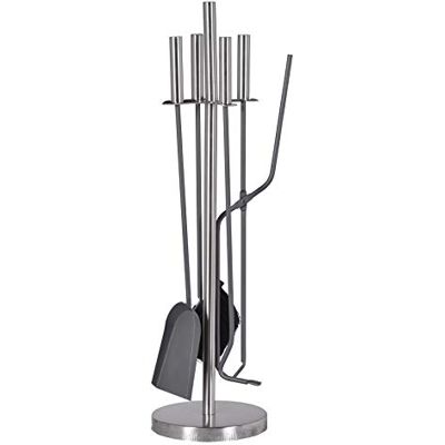 FIREFIX Haardbestek 5-delig, 180 x 180 x 640 mm (b x d x h), bestek grijs gelakt, standaard en handgrepen van roestvrij staal FIREFIX Haardbestek 5-delig, 180 x 180 x 640 mm (b x d x h), bestek grijs gelakt, standaard en handgrepen van roestvrij staal