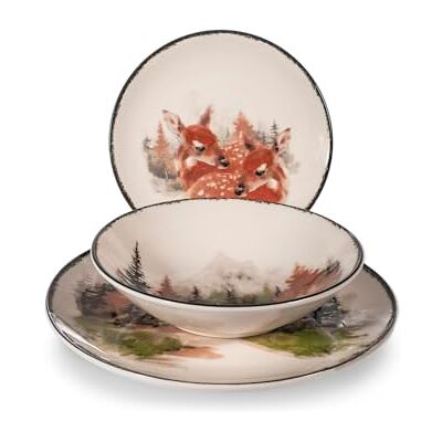 H&H 18-delige kerstservies set van steengoed Golden Woods H&H 18-delige kerstservies set van steengoed Golden Woods