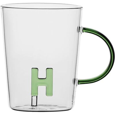 LA PORCELLANA BIANCA Mok letter 'L' van borosilicaatglas, inhoud 400 cc, collectie Allalettera LA PORCELLANA BIANCA Mok letter 'L' van borosilicaatglas, inhoud 400 cc, collectie Allalettera