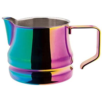 Ilsa Evolution Melkkannetje voor cappuccino en latte art, roestvrij staal 18/10, regenboogkleuren, 3 kopjes, inhoud 35 cl Ilsa Evolution Melkkannetje voor cappuccino en latte art, roestvrij staal 18/10, regenboogkleuren, 3 kopjes, inhoud 35 cl