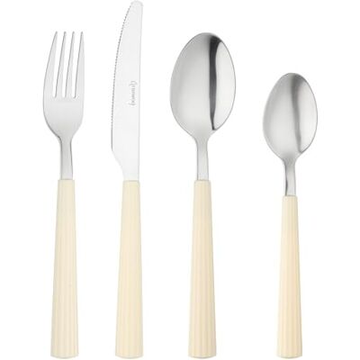 Grunwerg Bistro bestek, 16-delig, 18/0 roestvrij staal, gestreepte handgreep, wit Grunwerg Bistro bestek, 16-delig, 18/0 roestvrij staal, gestreepte handgreep, wit
