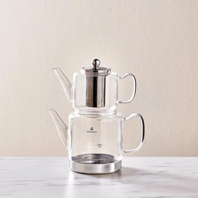 KARACA Dora Glazen theepot XL, 1000 ml theepot, 2000 ml waterkan, geschikt voor gas- en elektrische kooksystemen, theekokers, caydanlik en theepotset, theepot KARACA Dora Glazen theepot XL, 1000 ml theepot, 2000 ml waterkan, geschikt voor gas- en elektrische kooksystemen, theekokers, caydanlik en theepotset, theepot