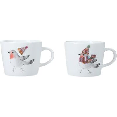 Mikasa Tipperlyhill Robin hoogwaardig porseleinen espresso-kopjes van 90 ml, set of twee, in geschenkdoos Mikasa Tipperlyhill Robin hoogwaardig porseleinen espresso-kopjes van 90 ml, set of twee, in geschenkdoos