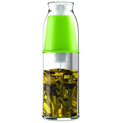 FACKELMANN azijn- en oliepomp voor salades, glas, groen en transparant, 18,5 x 6,2 x 6 cm FACKELMANN azijn- en oliepomp voor salades, glas, groen en transparant, 18,5 x 6,2 x 6 cm