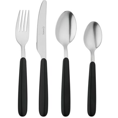 Grunwerg Bistro Bestek, 16-Delig, 18/0 Roestvrij Staal, Afgeronde Handgreep, Zwart Grunwerg Bistro Bestek, 16-Delig, 18/0 Roestvrij Staal, Afgeronde Handgreep, Zwart