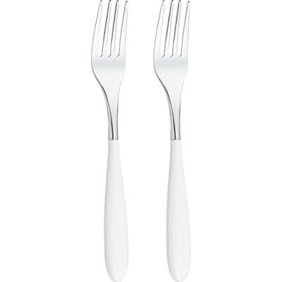 Grunwerg Rockingham Forge 2DF650W luxe bestekset: set van 2 dessertvorken van roestvrij staal witte handgrepen van PBT kunststof, 18/10 Grunwerg Rockingham Forge 2DF650W luxe bestekset: set van 2 dessertvorken van roestvrij staal witte handgrepen van PBT kunststof, 18/10