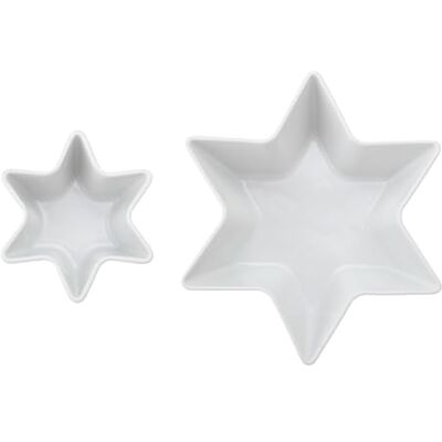 Mikasa Chalk Porseleinen ster-serveerschaal, set van 2, 20 x 13 x 6 cm/10 x 9 x 5cm, in geschenkdoos Mikasa Chalk Porseleinen ster-serveerschaal, set van 2, 20 x 13 x 6 cm/10 x 9 x 5cm, in geschenkdoos