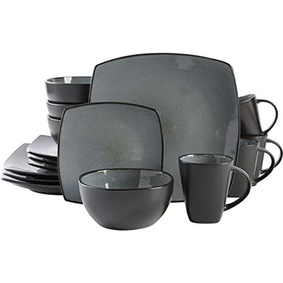 Gibson Soho Lounge Vierkant Reactief Glazuur Aardewerk Servies Set, Service voor 4 (16st), Eclipse Gibson Soho Lounge Vierkant Reactief Glazuur Aardewerk Servies Set, Service voor 4 (16st), Eclipse