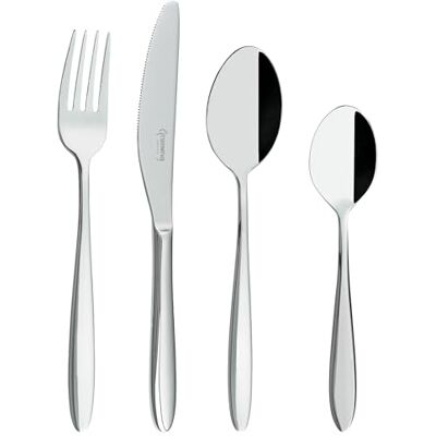 Grunwerg Balmoral 24-delige gespiegelde bestekset in doos, 18/10 roestvrij staal, 6 x tafelmessen, tafelvorken, dessertlepels, theelepels Grunwerg Balmoral 24-delige gespiegelde bestekset in doos, 18/10 roestvrij staal, 6 x tafelmessen, tafelvorken, dessertlepels, theelepels