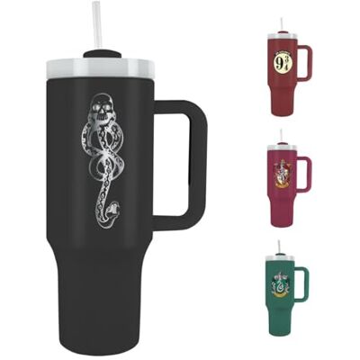 Pyramid Harry Potter (The Dark Arts) 1200 ml beker met rietje en deksel, geavanceerde dubbelwandige vacuüm-isolatie, houdt dranken tot 11 uur koud, tot 7 uur warm, BPA-vrij Pyramid Harry Potter (The Dark Arts) 1200 ml beker met rietje en deksel, geavanceerde dubbelwandige vacuüm-isolatie, houdt dranken tot 11 uur koud, tot 7 uur warm, BPA-vrij