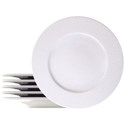Tramontina Santorini porseleinen platte borden, rond, 28 cm, set van 6. Tramontina Santorini porseleinen platte borden, rond, 28 cm, set van 6.