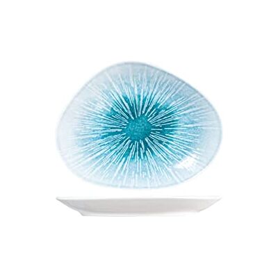H&H Neptune ovaal bord van porselein, 22 cm, modern en elegant design, blauw getint H&H Neptune ovaal bord van porselein, 22 cm, modern en elegant design, blauw getint