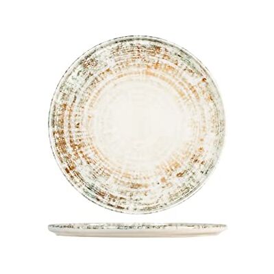 H&H Eris Set van 6 platte borden met rand van porselein, 28 cm, modern design, elegant, voor het serveren van gerechten, beige H&H Eris Set van 6 platte borden met rand van porselein, 28 cm, modern design, elegant, voor het serveren van gerechten, beige