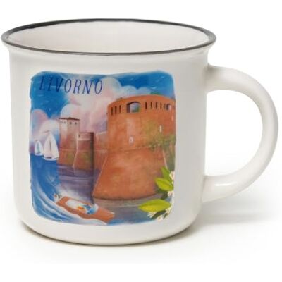 Legami Cuppuccino mok van porselein New Bone China, ontbijtmok World Cities, koffiebeker thee, vaatwasmachinebestendig, diameter 10 cm, inhoud 350 ml, Livorno Legami Cuppuccino mok van porselein New Bone China, ontbijtmok World Cities, koffiebeker thee, vaatwasmachinebestendig, diameter 10 cm, inhoud 350 ml, Livorno