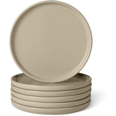 Amazon Basics Dinerborden van Geglazuurd Aardewerk, 6-delige Set, 26,7cm (10,5in), Magnetron- en Vaatwasbestendig, Linnengrijs Amazon Basics Dinerborden van Geglazuurd Aardewerk, 6-delige Set, 26,7cm (10,5in), Magnetron- en Vaatwasbestendig, Linnengrijs